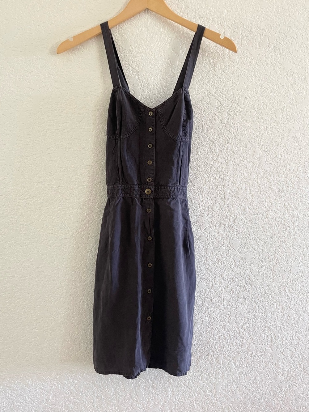 Vintage Go Silk Boned Corset Button Front Dress Black Sz 2